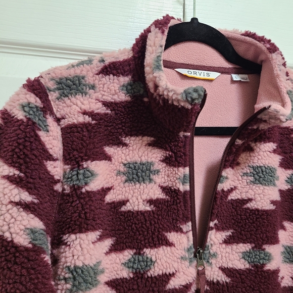 Orvis Sherpa Snow River 1/4‎ Zip Pullover sherpa Sangria Pink Size Large - Picture 4 of 12
